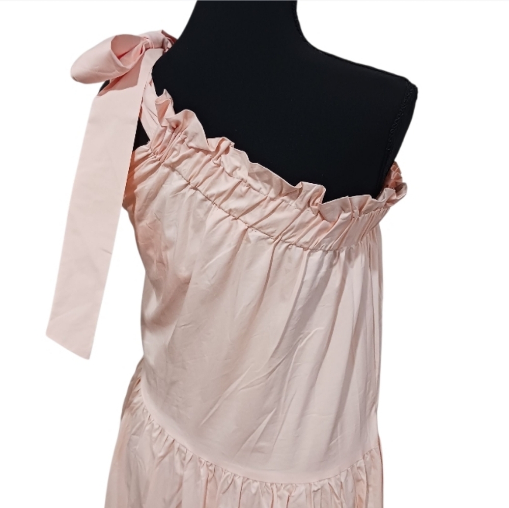 MABLE Brittany One Shoulder Tiered Maxi Dress Peach Anthropologie Cottage - Picture 6 of 10
